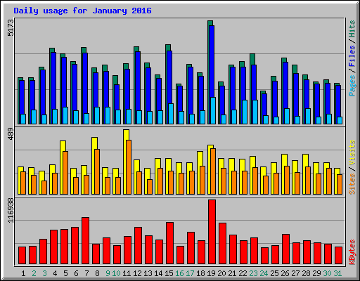 Daily usage for January 2016