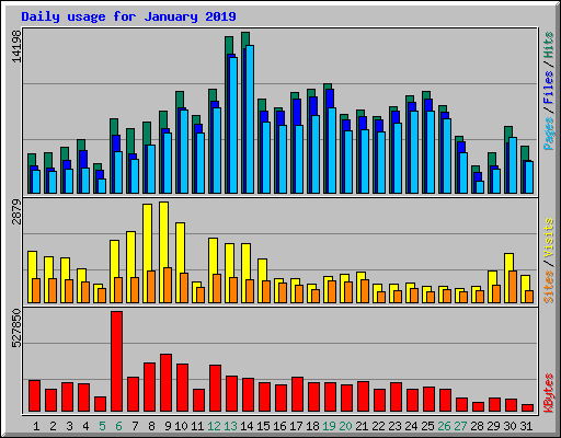 Daily usage for January 2019