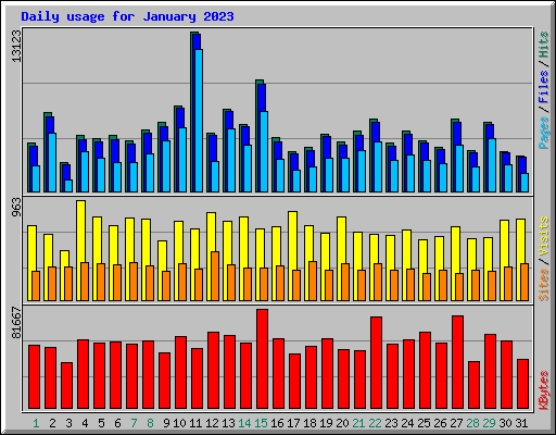 Daily usage for January 2023