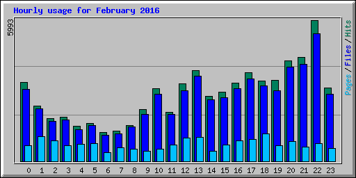 Hourly usage for February 2016